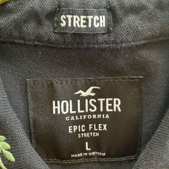 Black Polo with Embroidered Rose Collar - Picture 3 of 3